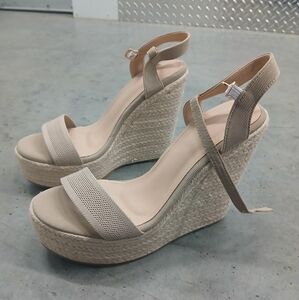 NEW beige Espadrille Platform Wedge Sandals size 41 woman